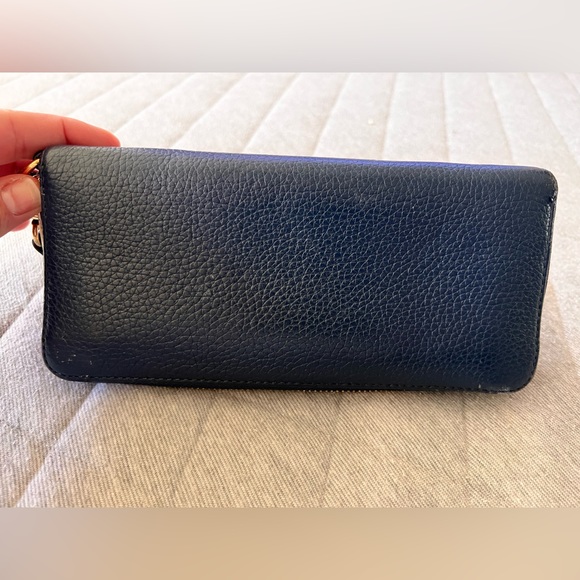 MICHAEL KORS Navy Blue Pebble Leather Full Zippered Wallet Wristlet Orig $145 - Picture 12 of 12